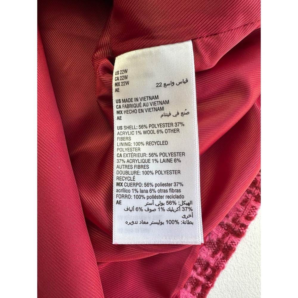 On 34th Womens 22W Tweed Blazer Pink Red Plaid Cropped Jacket Preppy Chic Plus - Picture 11 of 15